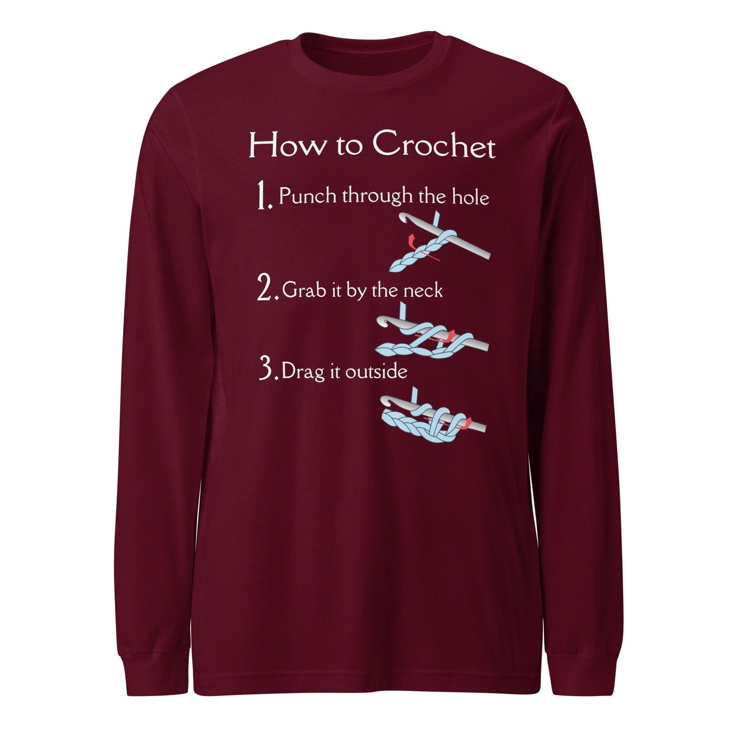 How to Crochet Long Sleeve Tee Maroon / XS