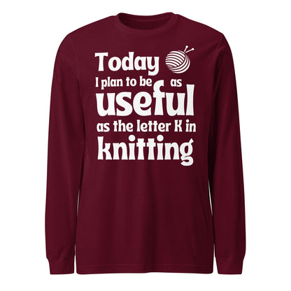 K in Knitting Long Sleeve Tee Maroon / XS