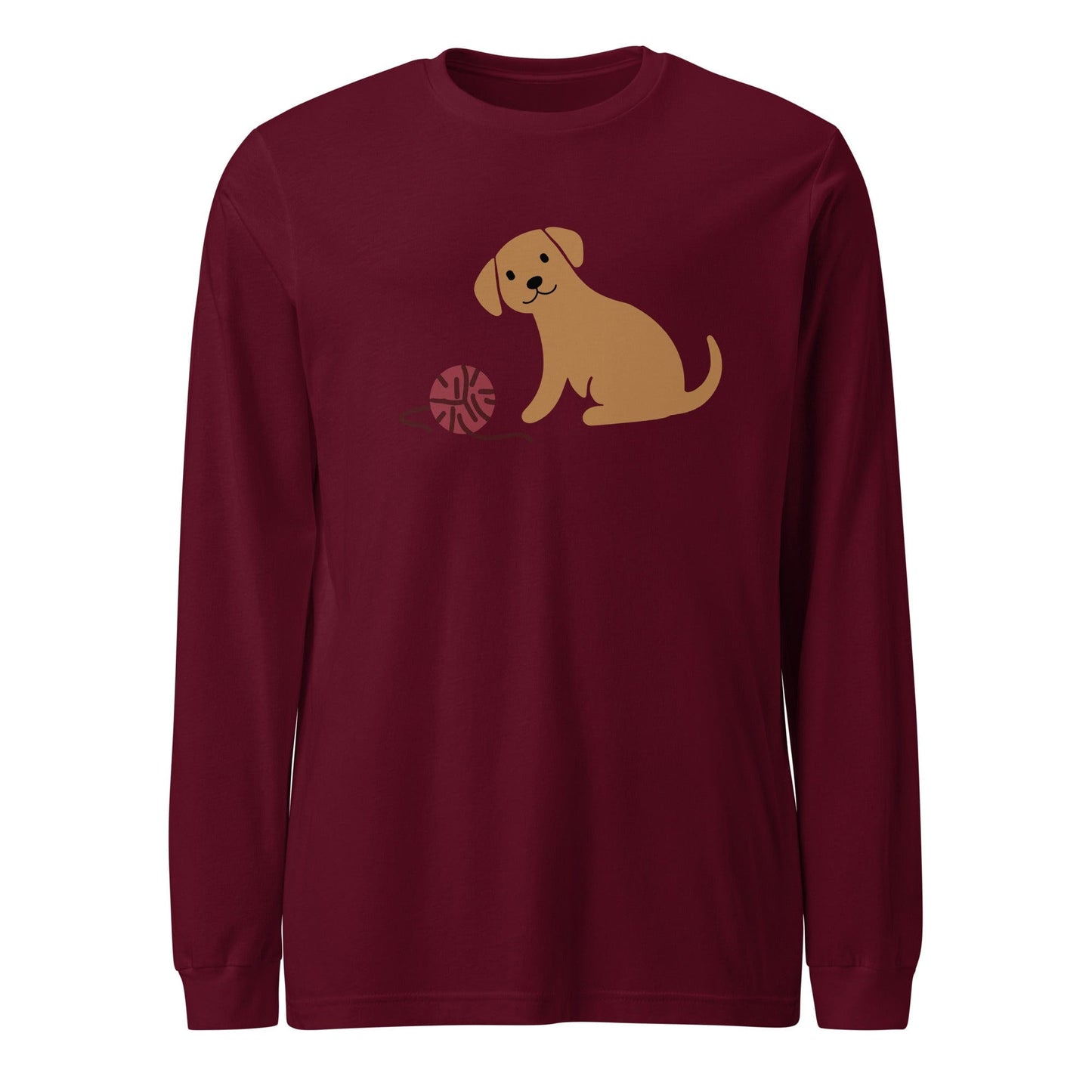 Puppy & Yarn Long Sleeve Tee Maroon / XS