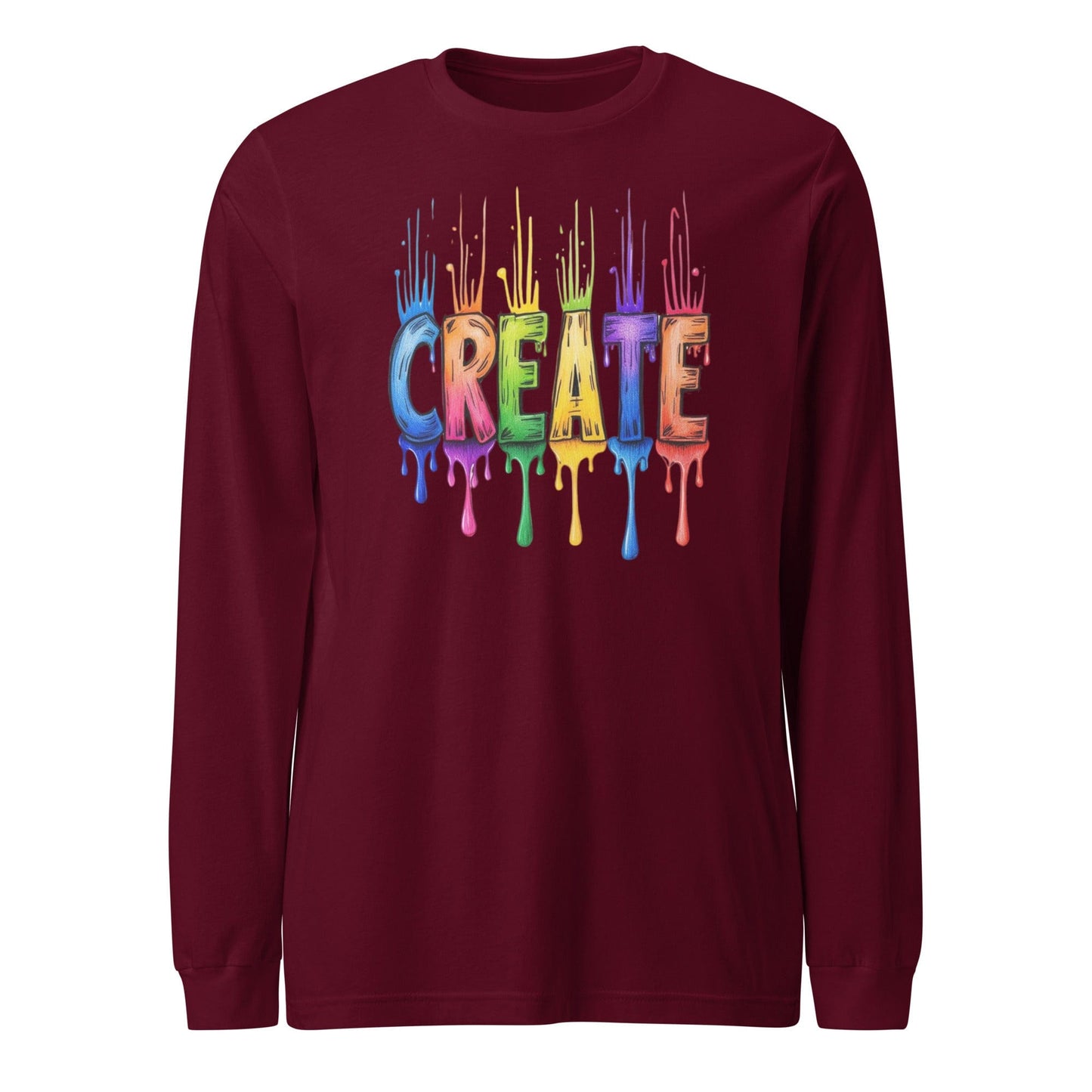 Rainbow Create Long Sleeve Tee Maroon / XS
