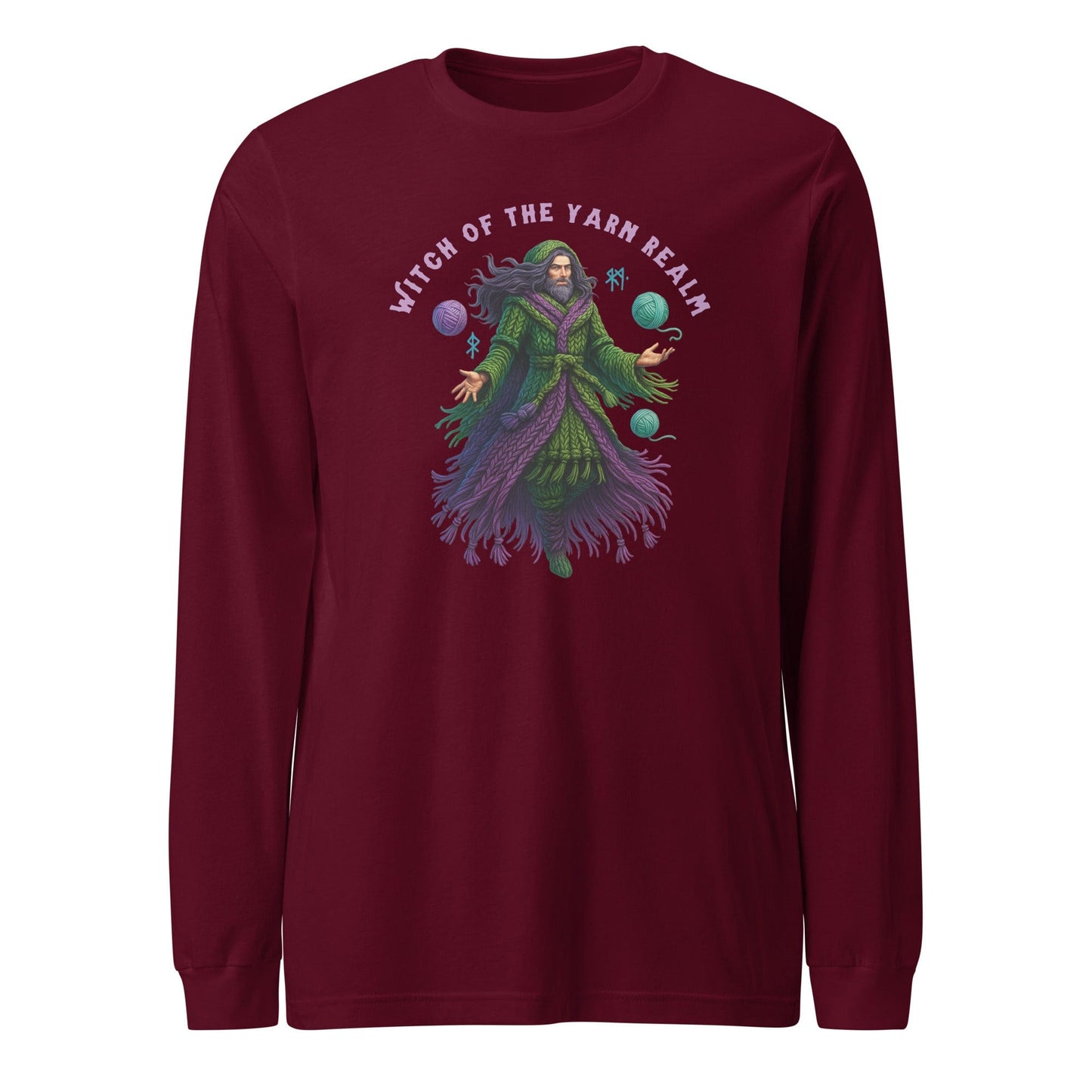 Warlock of the Yarn Realm Long Sleeve Tee Maroon / XS