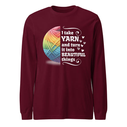 Yarn to Beauty Long Sleeve Tee Maroon / XS
