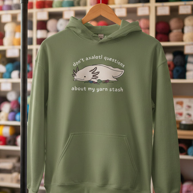 Axolotl Questions Hoodie Military Green / S