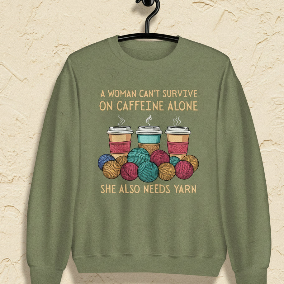 Caffeine Alone Sweatshirt Military Green / S