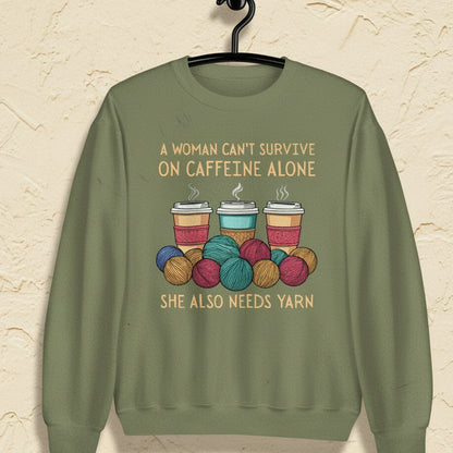 Caffeine Alone Sweatshirt Military Green / S