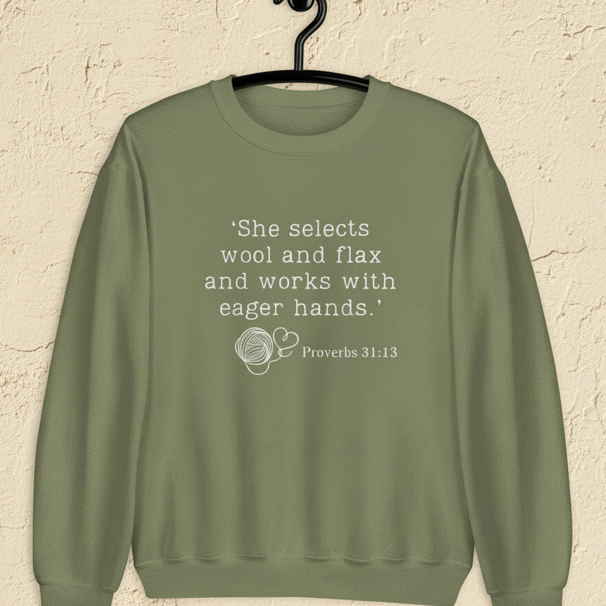Christian Proverb Sweatshirt Military Green / S