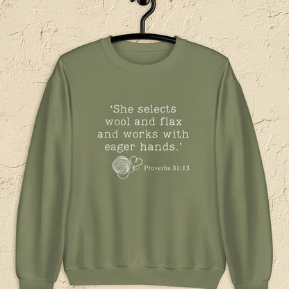 Christian Proverb Sweatshirt Military Green / S