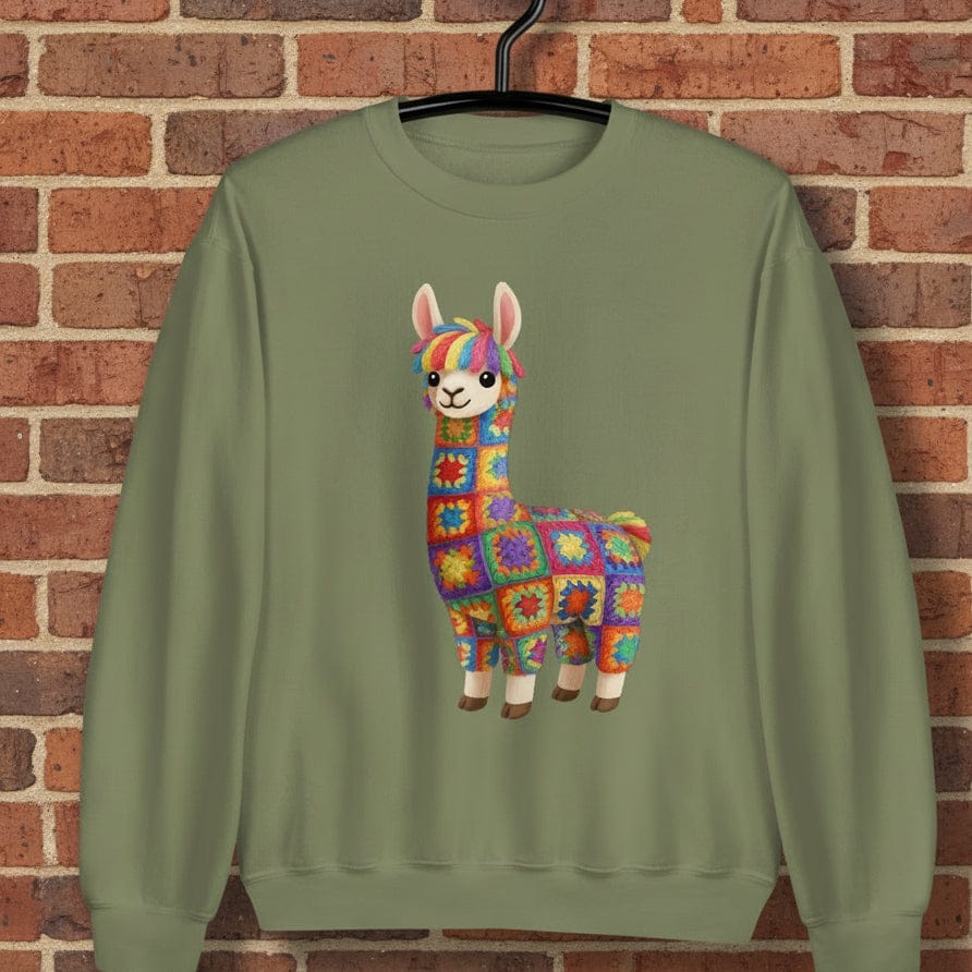 Crochet Alpaca Sweatshirt Military Green / S
