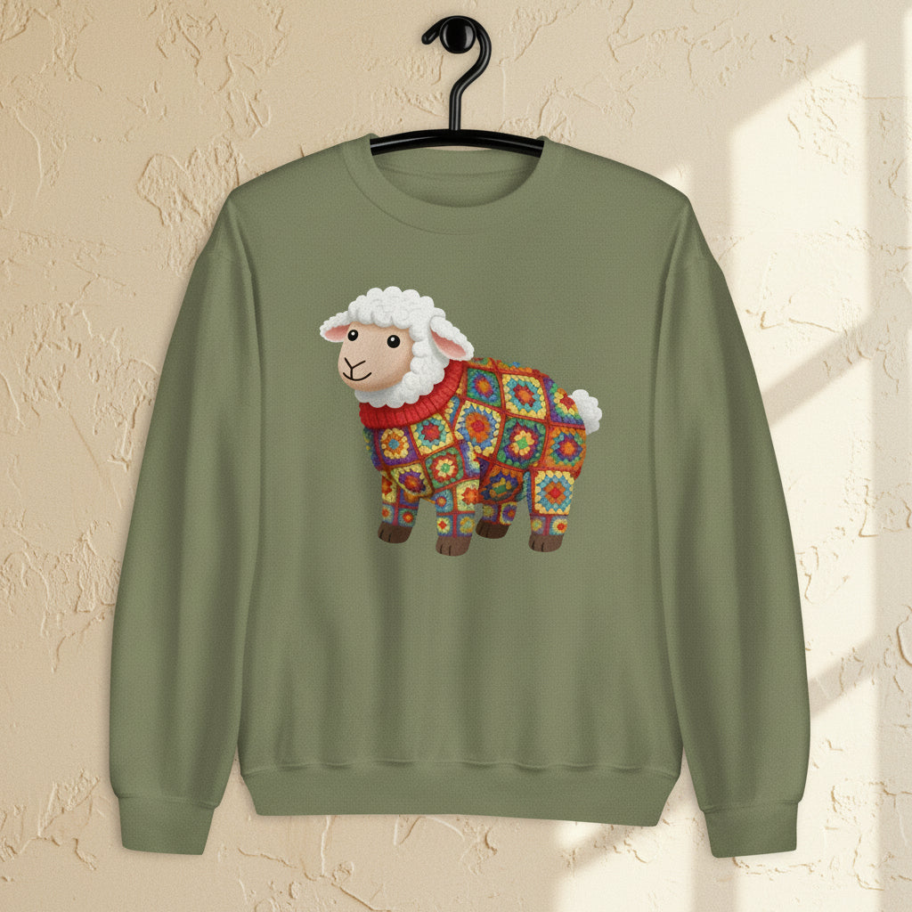 Crochet Sheep Sweatshirt Military Green / S