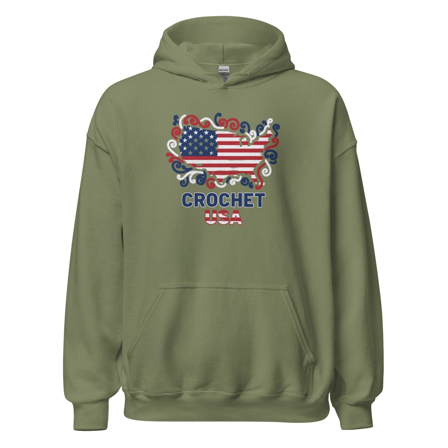 Crochet USA Hoodie Military Green / S
