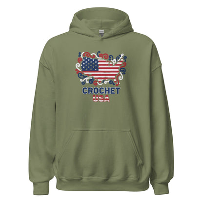 Crochet USA Hoodie Military Green / S