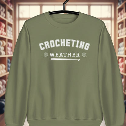 Crocheting Weather Sweatshirt Military Green / S