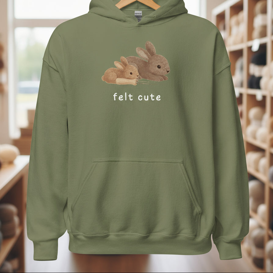 Felt Cute Hoodie Military Green / S