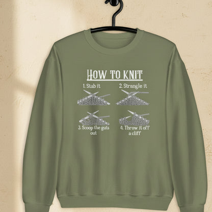 Funny How to Knit Sweatshirt Military Green / S