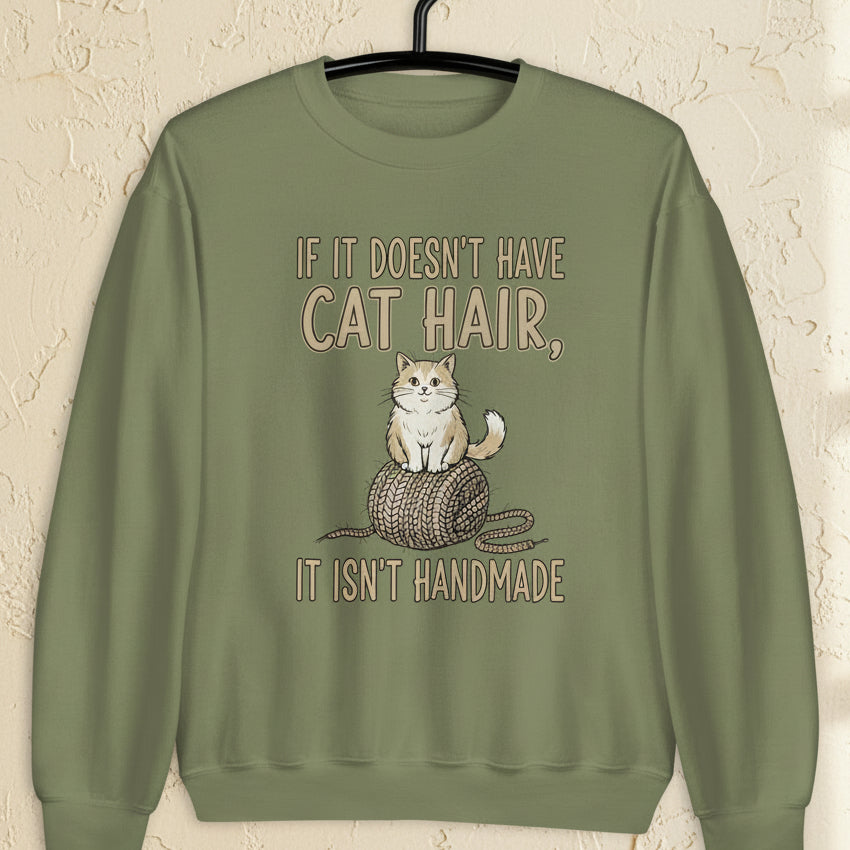 Handmade = Cat Hair Sweatshirt Military Green / S