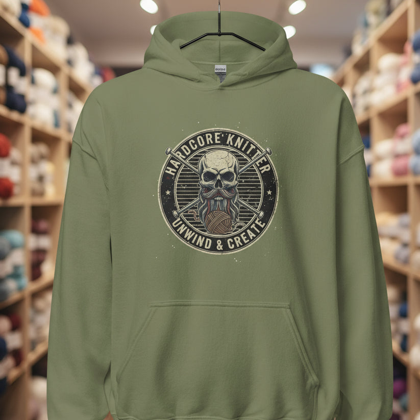 Hardcore Knitter Hoodie Military Green / S