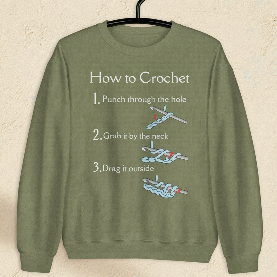 How to Crochet Sweatshirt Military Green / S