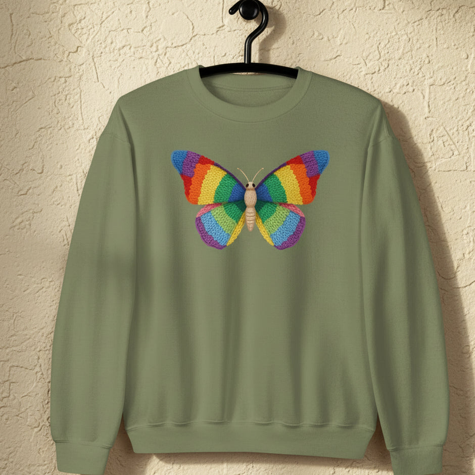 Knitted Butterfly Sweatshirt Military Green / S