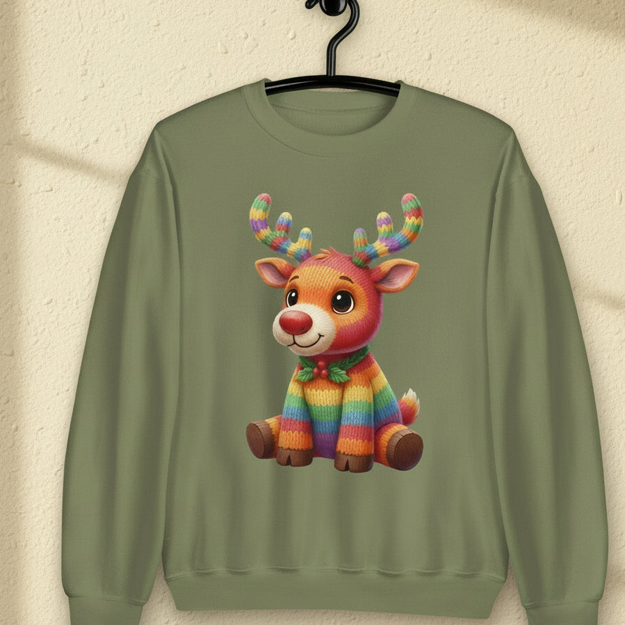 Knitted Rendeer Sweatshirt Military Green / S