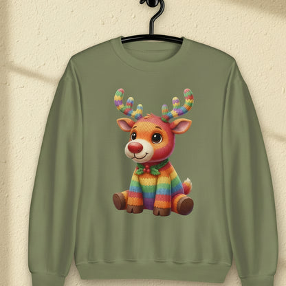 Knitted Rendeer Sweatshirt Military Green / S