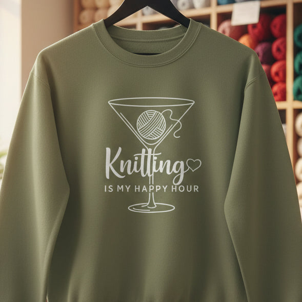 Knitting Happy Hour Sweatshirt Military Green / S