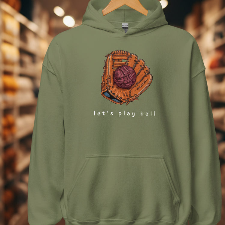 Lets Play Ball Hoodie Military Green / S