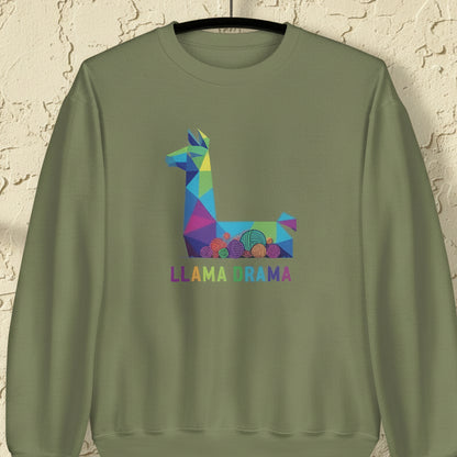 Llama Drama Sweatshirt Military Green / S