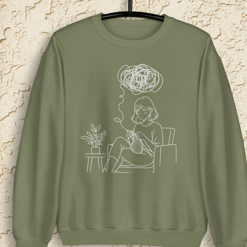 Mental Health Crafting Sweatshirt Military Green / S