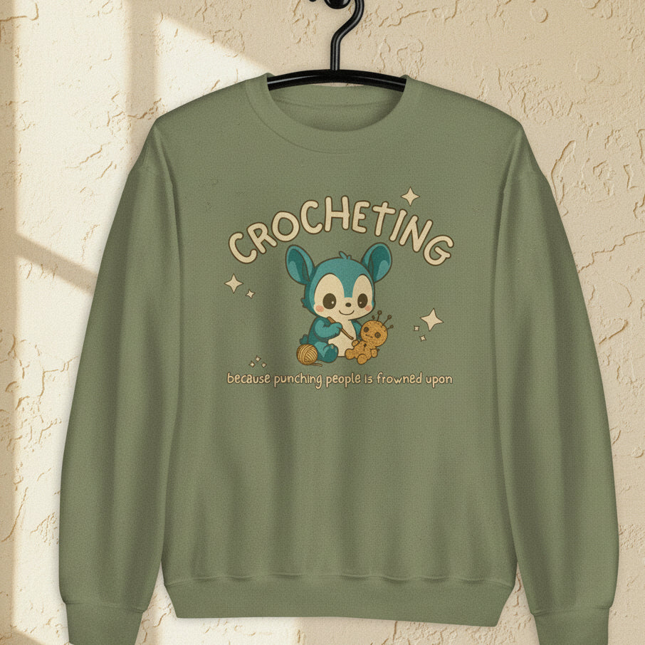 Punching People Is Frowned Upon Sweatshirt Military Green / S