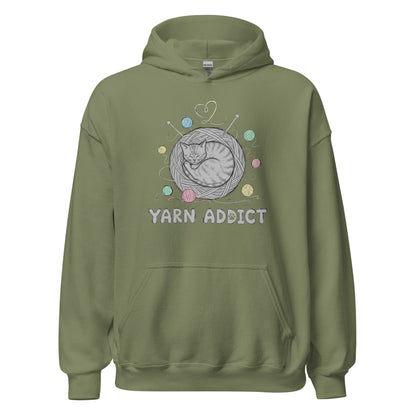 Yarn Addict Sketch Hoodie Military Green / S