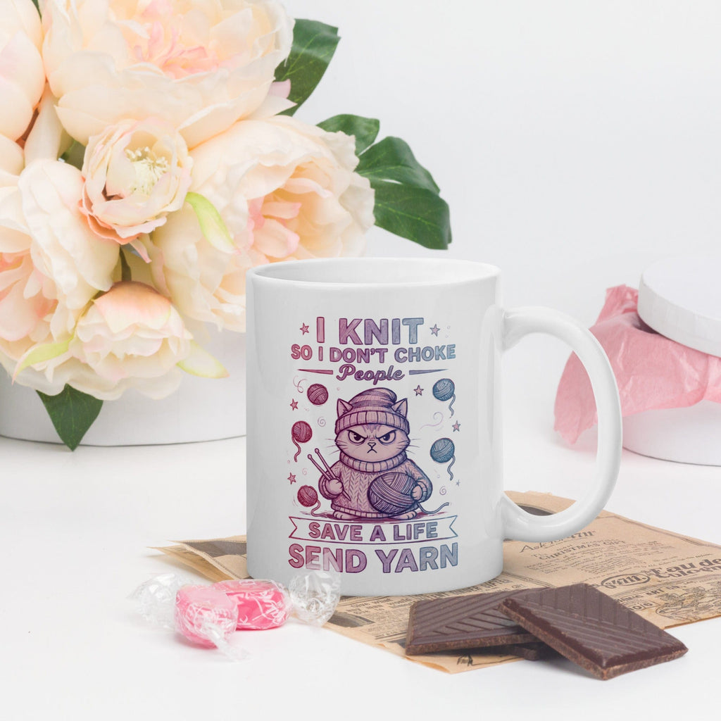 I Knit So I Don't Choke People Mug 11 oz