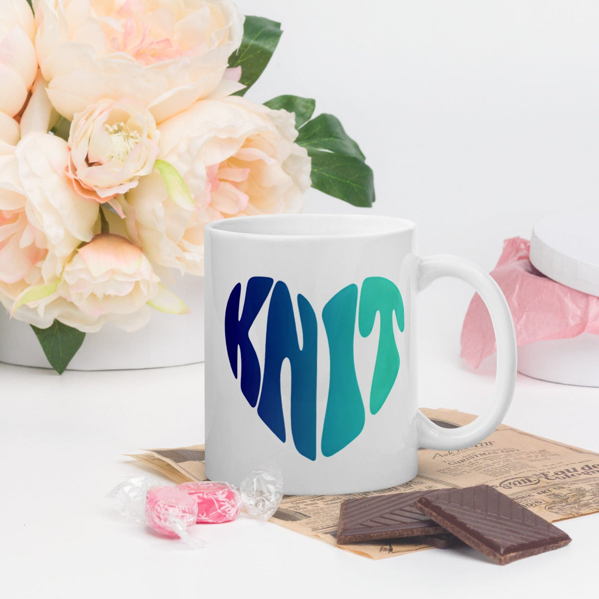 Knit Heart Blues Mug 11 oz