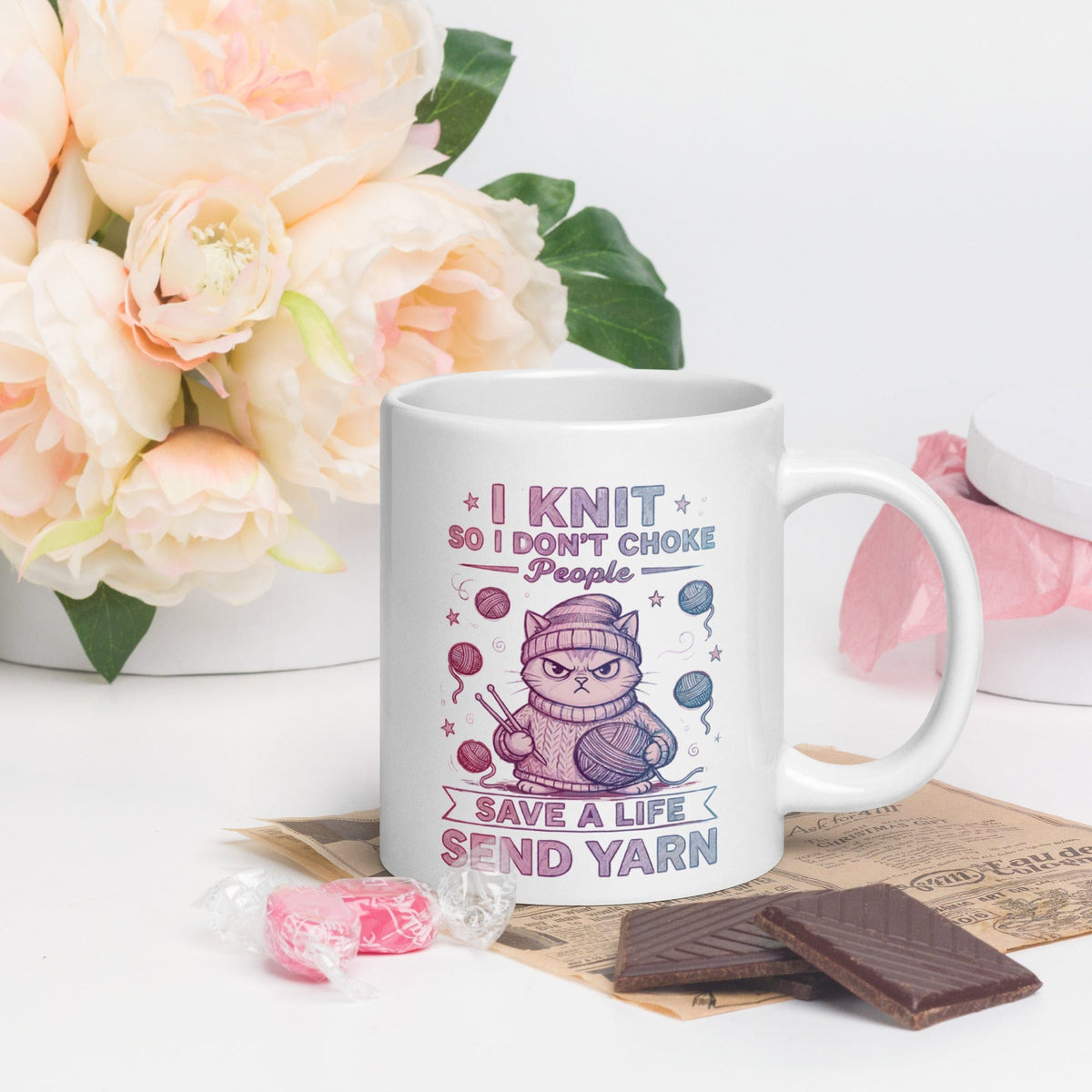 I Knit So I Don't Choke People Mug 20 oz