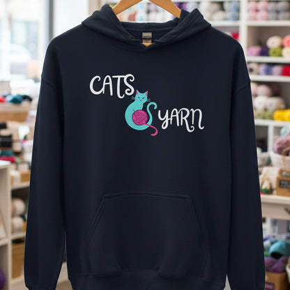 Cats & Yarn Hoodie Navy / S