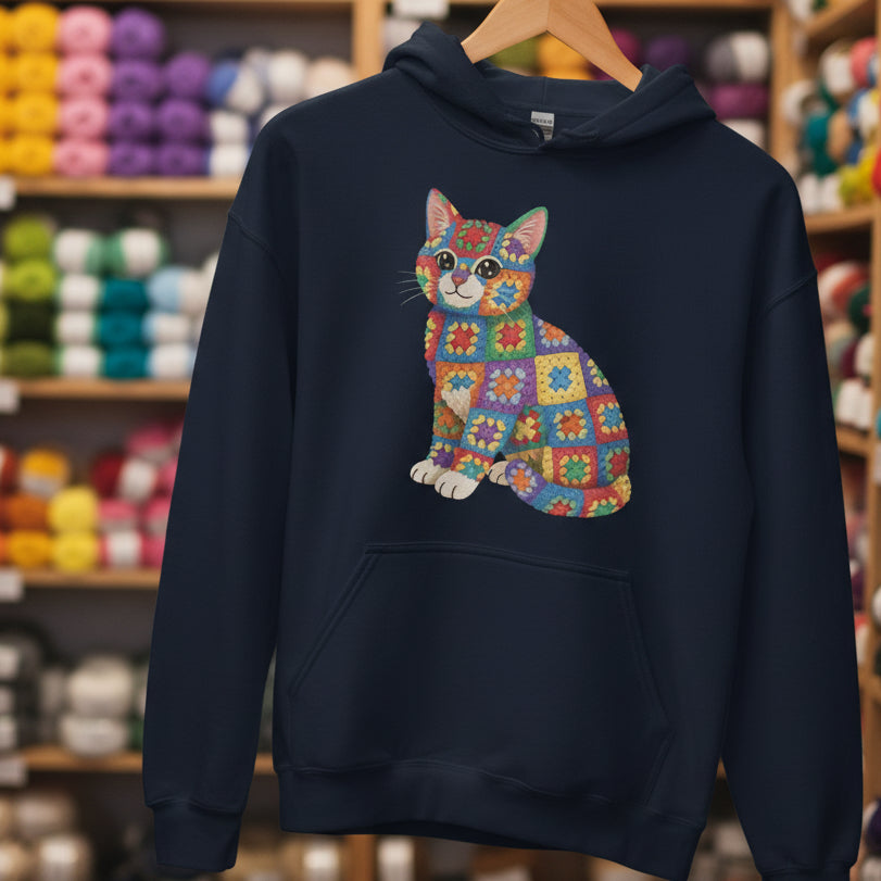 Crochet Cat Hoodie Navy / S
