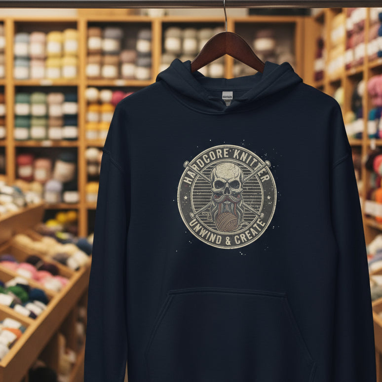 Hardcore Knitter Hoodie Navy / S