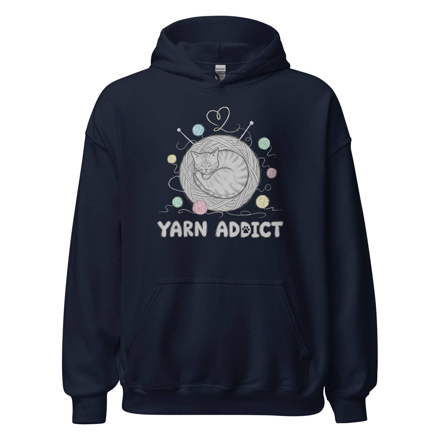 Yarn Addict Sketch Hoodie Navy / S