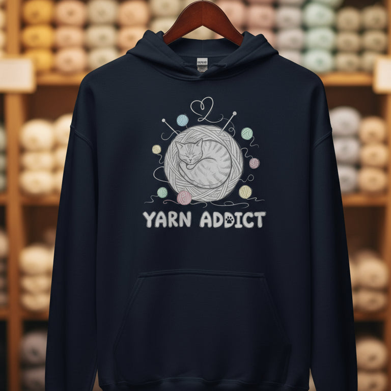 Yarn Addict Sketch Hoodie Navy / S