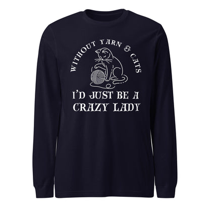 Cats & Yarn Long Sleeve Tee Navy / XS