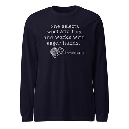Christian Proverb Long Sleeve Tee Navy / XS