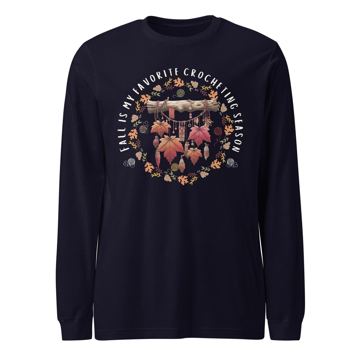 Fall is my Crocheting Season Long Sleeve Tee Navy / XS