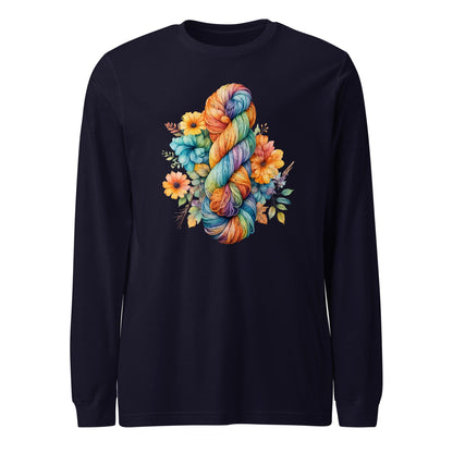 Floral Skein Long Sleeve Tee Navy / XS