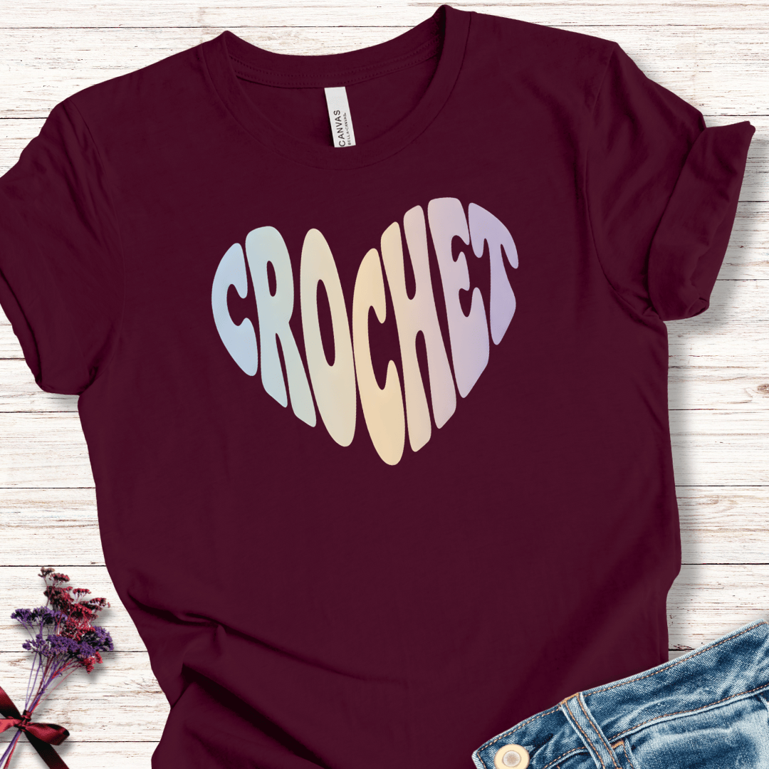 Pastel Crochet Heart T-Shirt