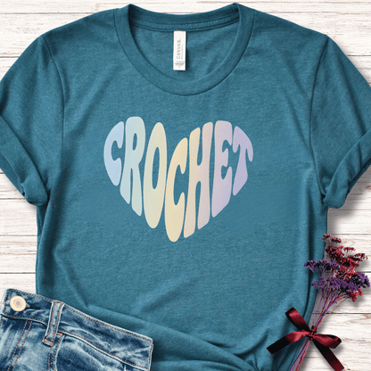 Pastel Crochet Heart T-Shirt