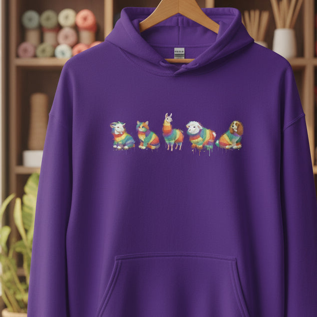 Animal Dye Splash Line Up Hoodie Purple / S