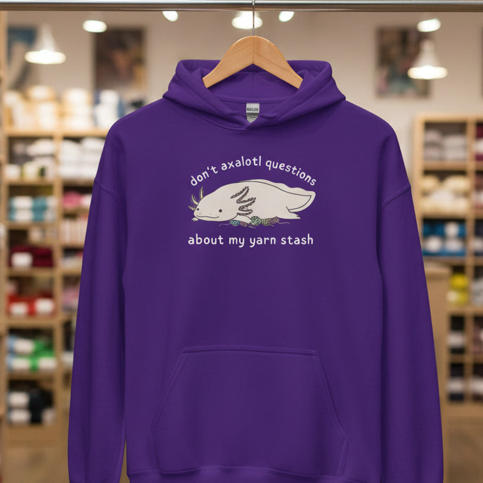 Axolotl Questions Hoodie Purple / S