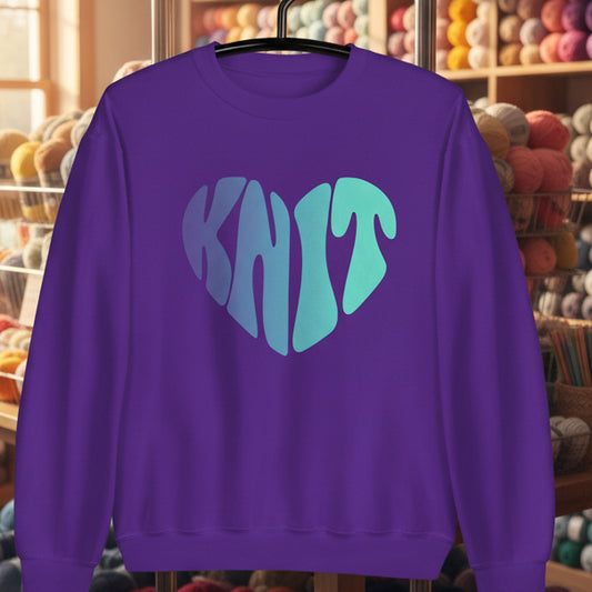 Blue Knit Heart Sweatshirt Purple / S