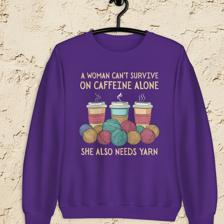 Caffeine Alone Sweatshirt Purple / S