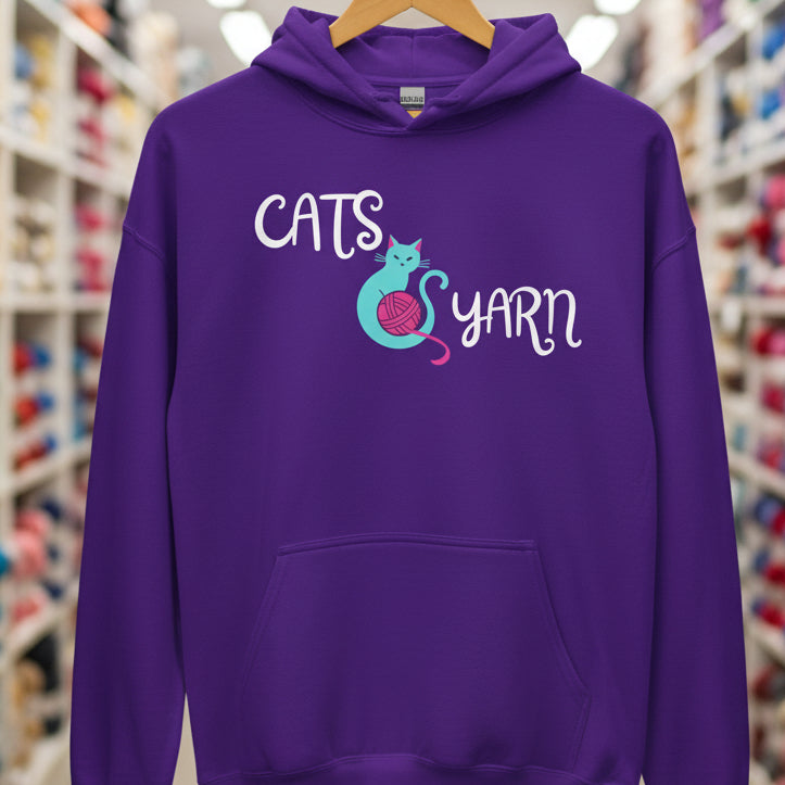 Cats & Yarn Hoodie Purple / S