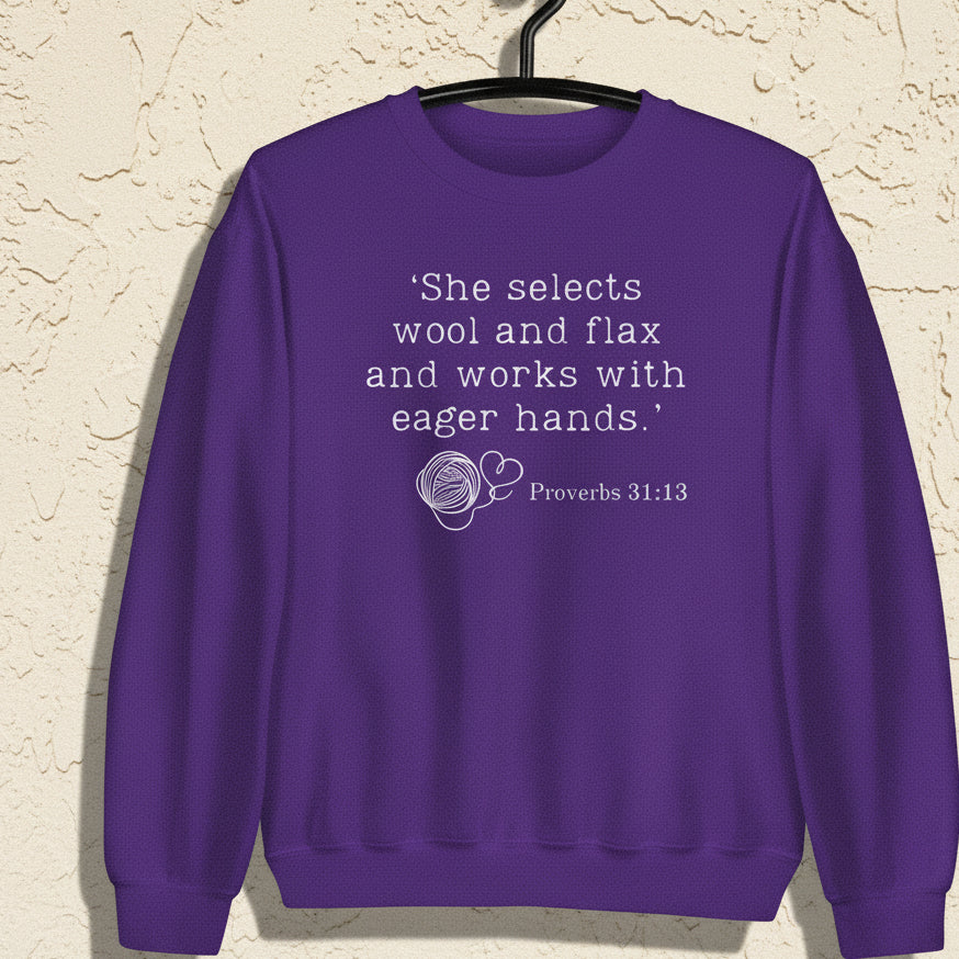 Christian Proverb Sweatshirt Purple / S